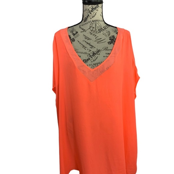 Torrid Top fluorescent orange Blouse or use as bathing suit cover-up women’s 5X - Picture 12 of 12